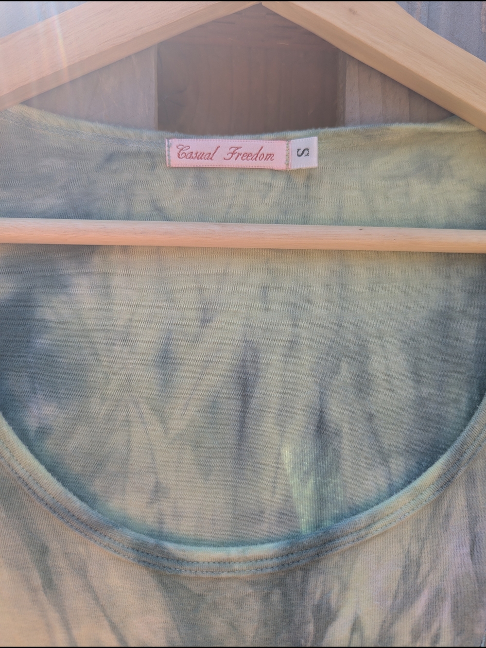 Women’s Scoop Neck Tie-Dye Fairy Grunge Top - Green & Yellow - Picture 2 of 4